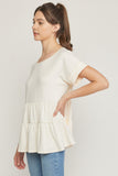 Short Sleeve Tiered Tunic, Cream