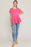 Short Sleeve Tiered Tunic, Pink