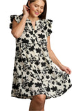 umgee floral flutter sleeve dress