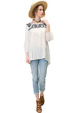 kori america Paisley Embroidered Top, White