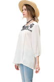 Paisley Embroidered Top, White