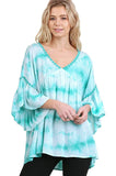 Umgee V-Neck Tie Dye Top, Mint