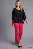 V-Neck Babydoll Top, Black