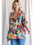 Floral V-Neck Shift Top