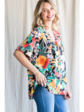 Floral V-Neck Shift Top