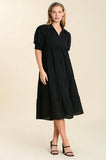 umgee usa cuff Sleeve Tiered Midi Dress