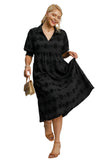 Jacquard Tiered Midi Dress, Black