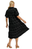 Jacquard Tiered Midi Dress, Black