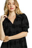 Jacquard Tiered Midi Dress, Black