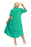 Jacquard Tiered Midi Dress, Jade