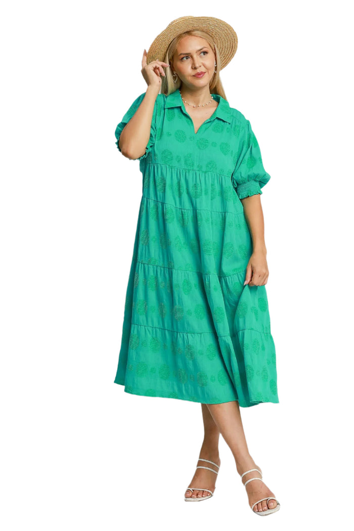 umgee usa Jacquard Tiered Midi Dress