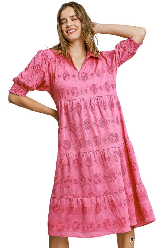 umgee usa Jacquard Tiered Midi Dress