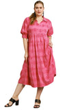 Jacquard Tiered Midi Dress, Rose