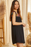Floral Embroidered Cap Sleeve Dress