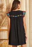 Floral Embroidered Cap Sleeve Dress