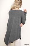 Asymmetric Long Sleeve Top, Charcoal