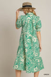 Abstract Print Midi Dress, Green