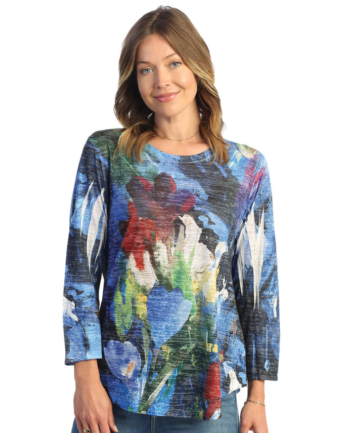 Jess & Jane Morning Glory Burnout Rounded Hem Top