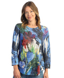 Jess & Jane Morning Glory Burnout Rounded Hem Top