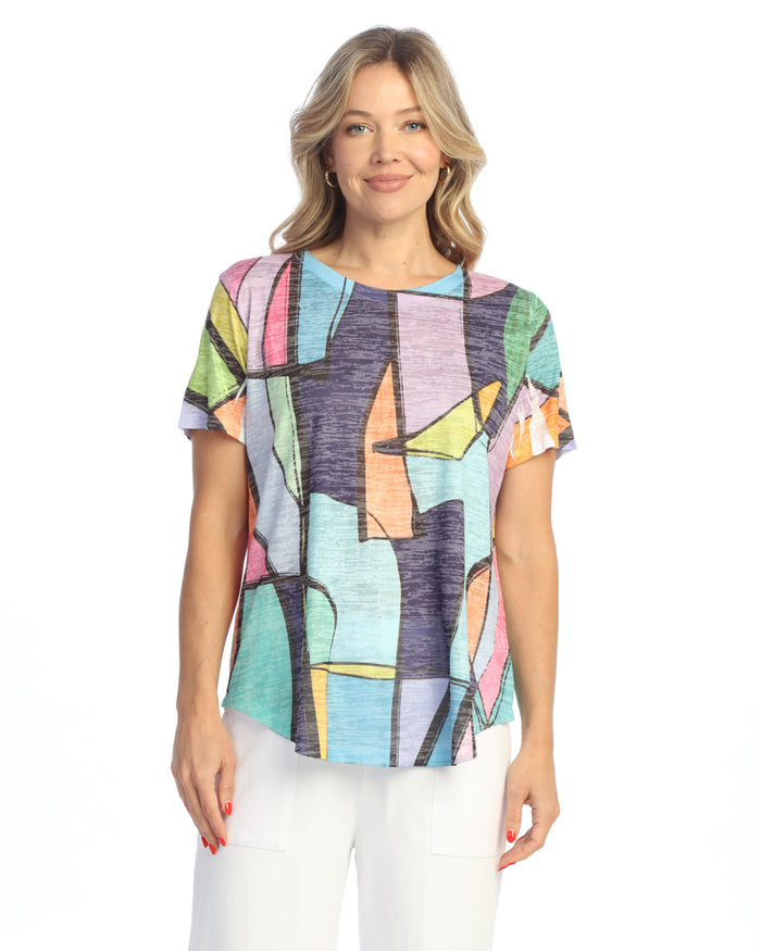 Jess & Jane Vita Burnout Short Sleeve Round Hem