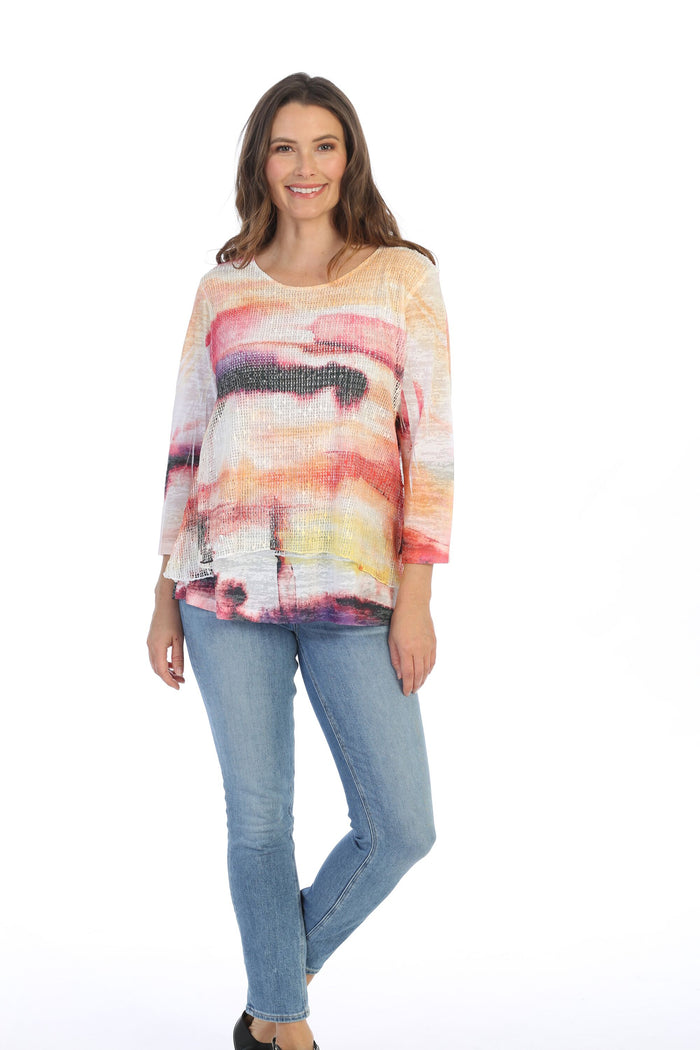 Jess & Jane Cherry Boucle Mesh Top