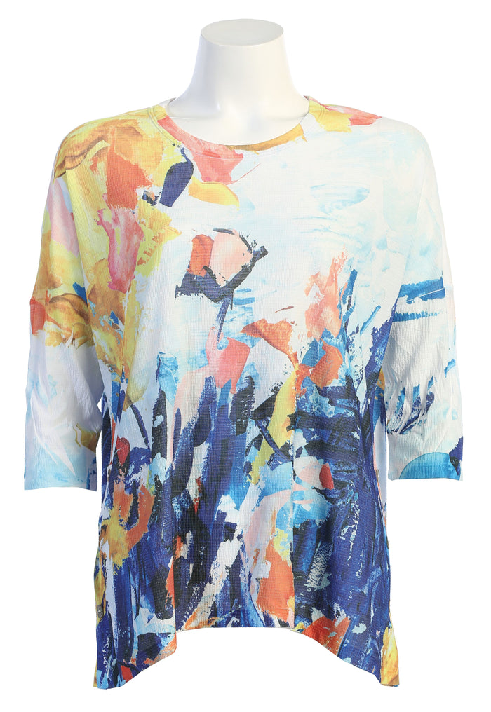 Jess & Jane Bravo Button Accent Side Slit Top