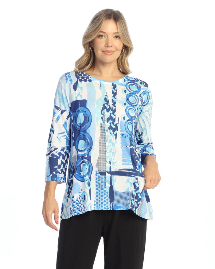 Jess & Jane Blue Ocean Patch Pocket Top