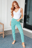 Bridgette High Rise Garment Dyed Slim Jeans, Aquamarine