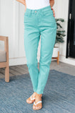 Bridgette High Rise Garment Dyed Slim Jeans, Aquamarine