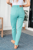 Bridgette High Rise Garment Dyed Slim Jeans, Aquamarine