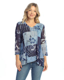 Jess & Jane Hana Crepe Mesh Criss Cross Layer Hem Top