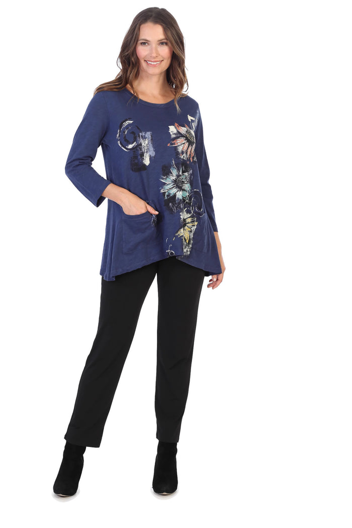 Jess & Jane Flower Trio Patch Pocket Cotton Top
