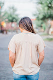Cactus Embroidered Top, Cream