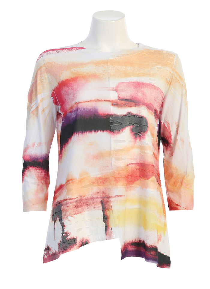 Jess & Jane Cherry Double Knit Contrast Top