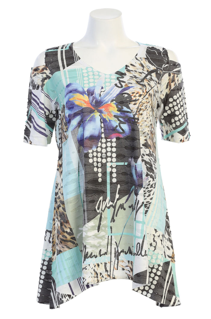 Jess & Jane Iris Double Knit Cold Shoulder Top