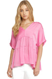 Double V Tiered Top, Pink