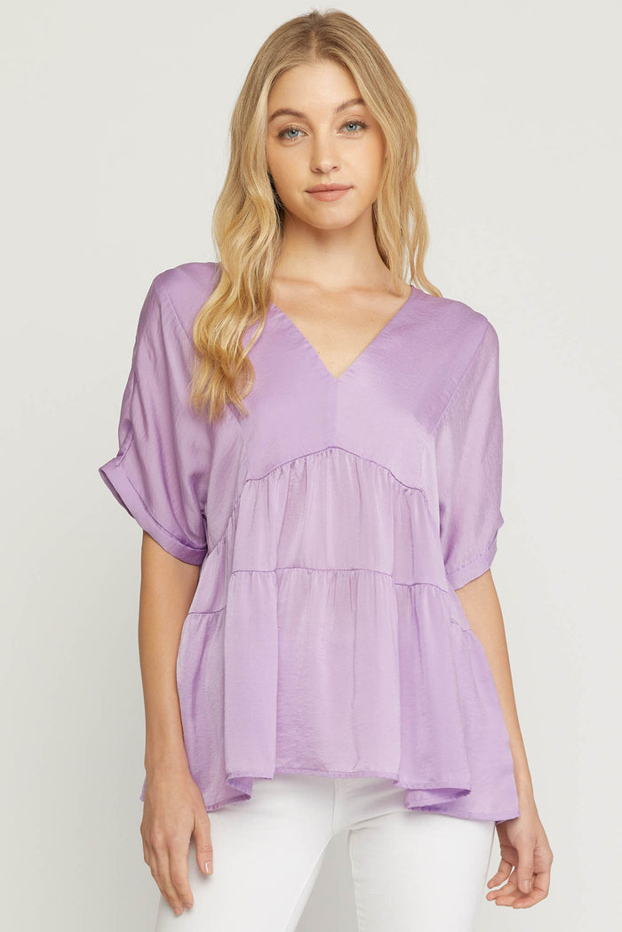 Double V Tiered Top, Lavender