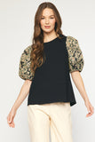 Floral Jacquard Sleeve Top