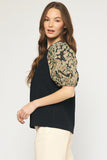 Floral Jacquard Sleeve Top