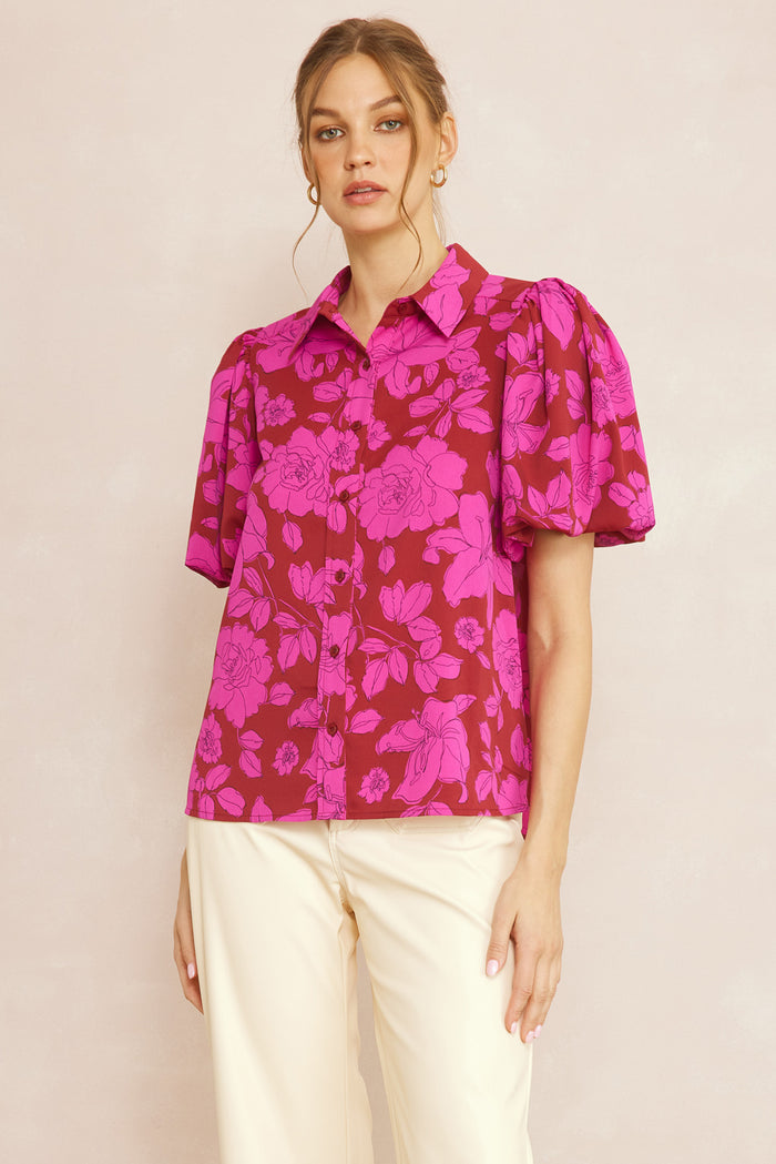entro Floral Button Up Top