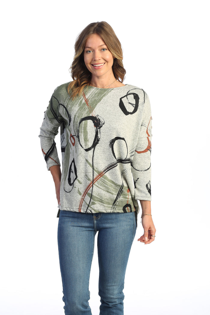 Jess & Jane Pearls French Brushed Knit Top