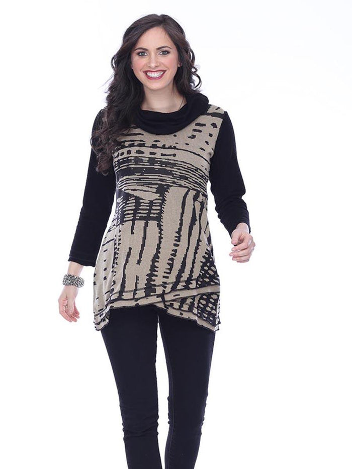 Parsley & Sage Greta Crossover Cowl Neck Tunic