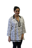 Contrast Trim Top, White