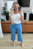 Lisa High Rise Control Top Wide Leg Crop Jeans, Sky Blue