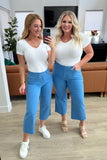 Lisa High Rise Control Top Wide Leg Crop Jeans, Sky Blue