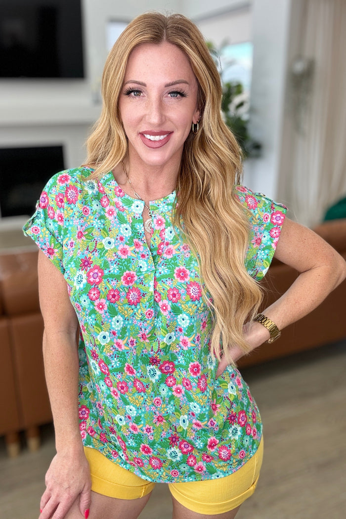 Lizzy Cap Sleeve Top, Spring Floral