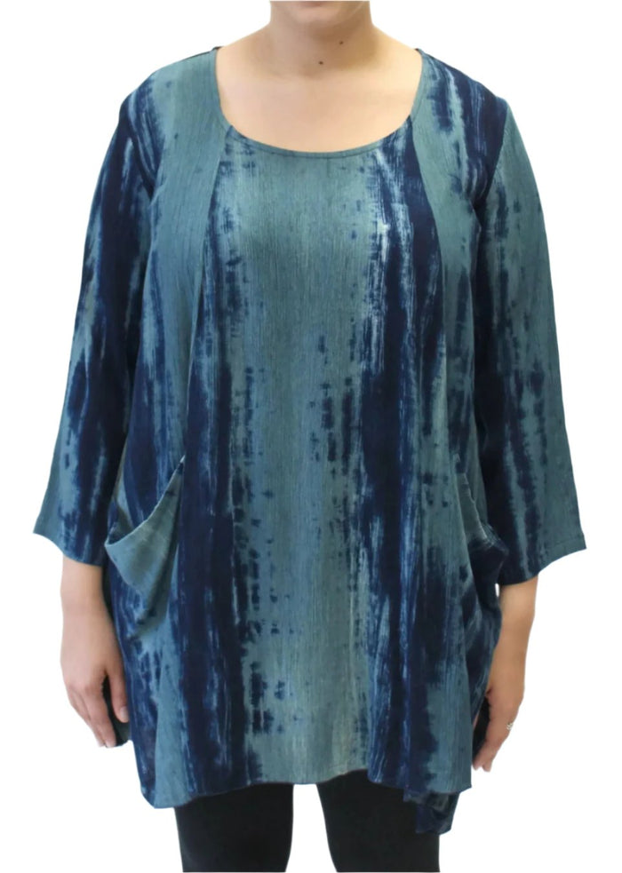 Modesce Hand Painted Swing Top, Blue Multi