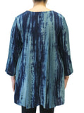 Hand Painted Two Pocket Swing Tunic, Blue Multi