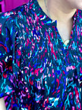 Abstract Smocked Blouse