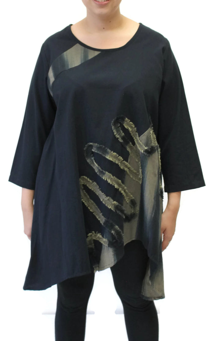 Modesce Hand Painted Floral Collage Tunic Top